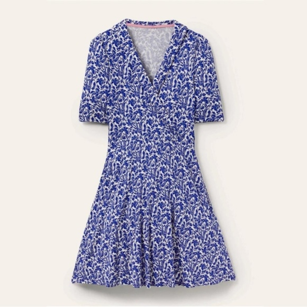 Boden Blue and White Floral Dress